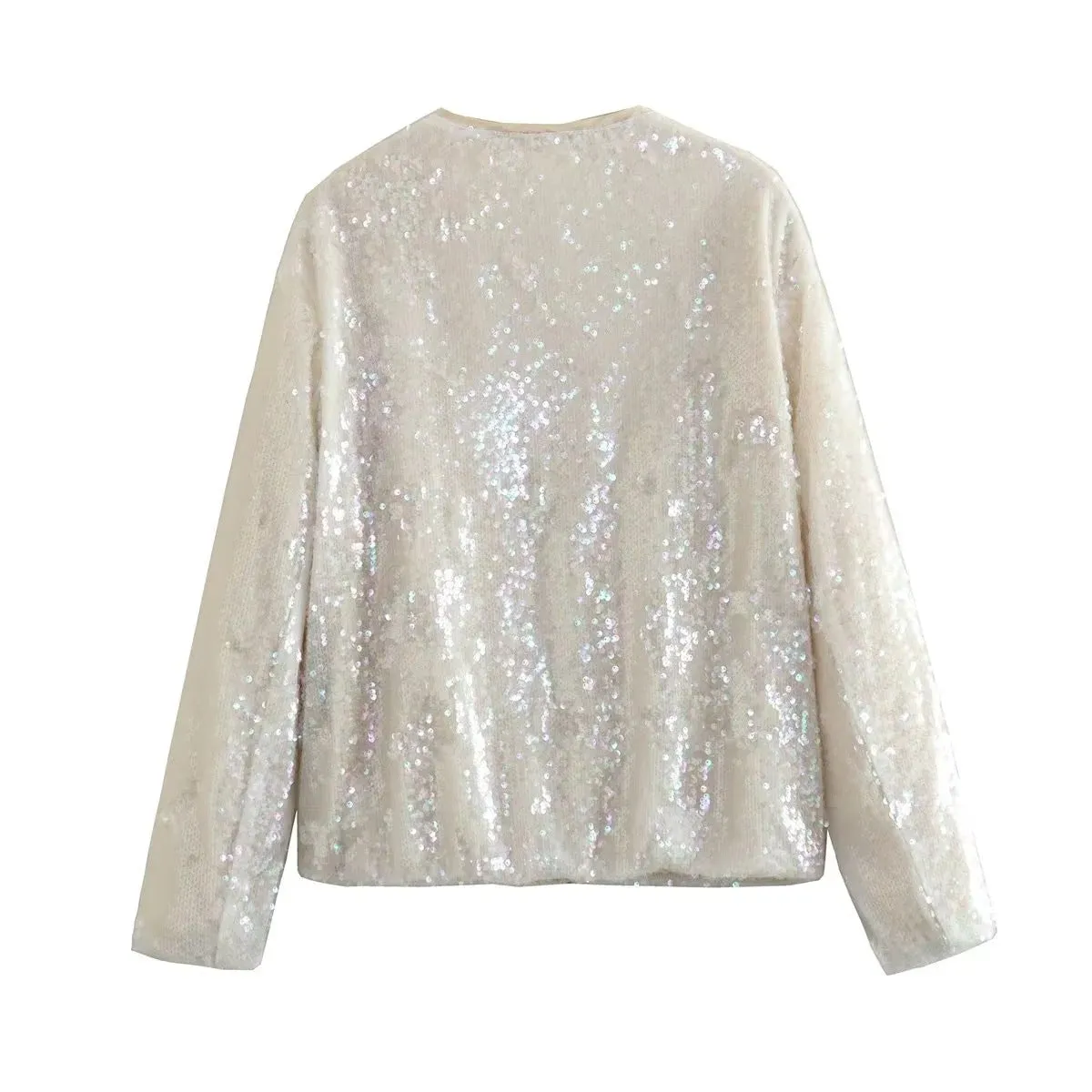 Pre Order:  Sequin Shimmer Zip Up Pilot Jacket