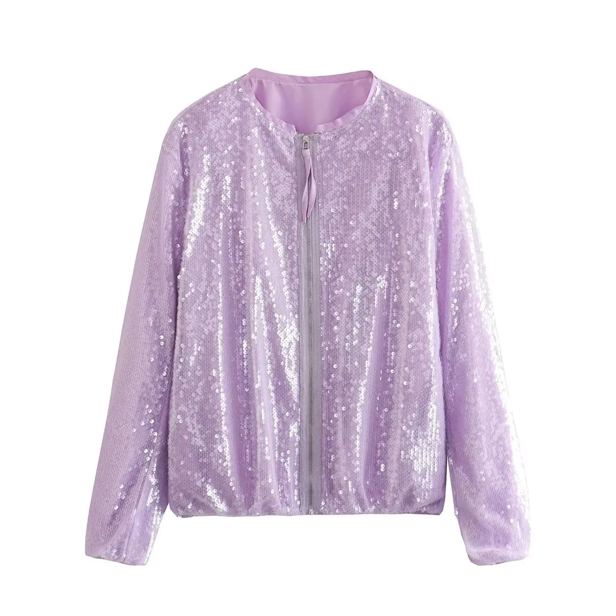 Pre Order:  Sequin Shimmer Zip Up Pilot Jacket