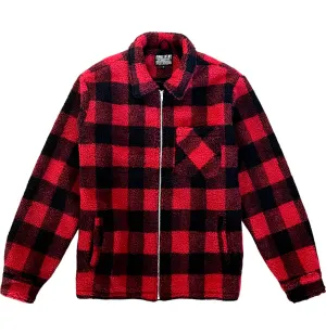 Red And Back Buffalo Plaid Mens Sherpa Jacket