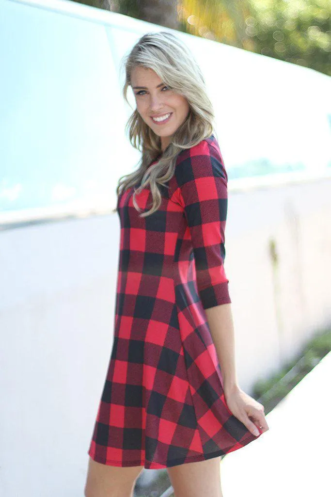 Red Plaid Short Dress