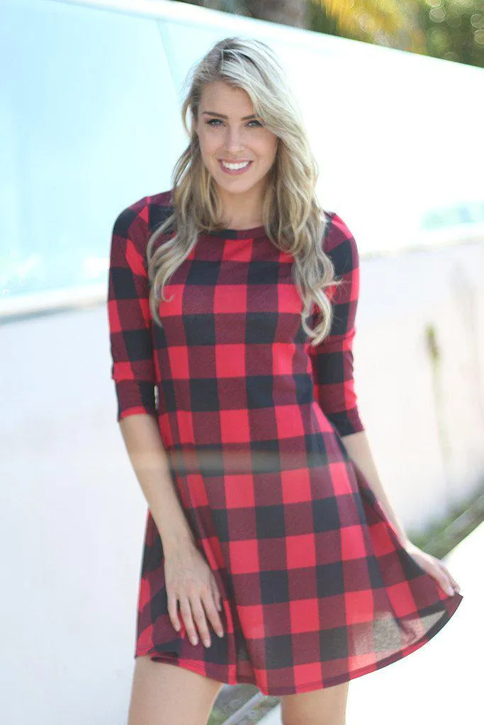 Red Plaid Short Dress