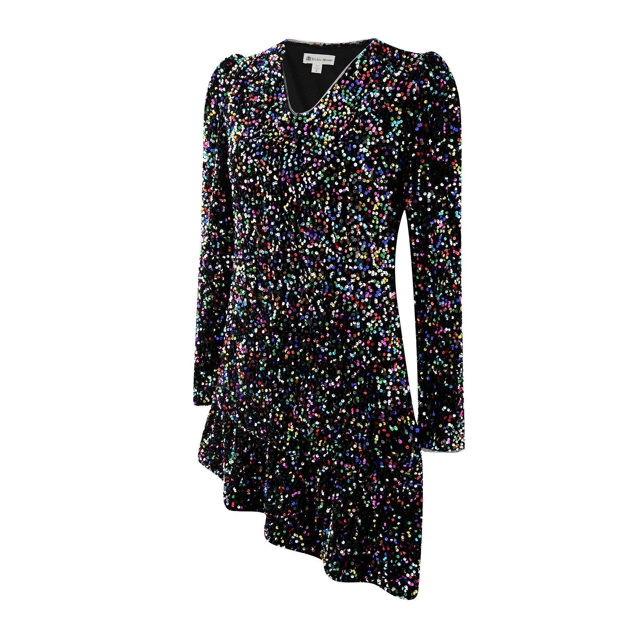 Richie House Women's Long Sleeve Sequin Glitter Dress Bodycon Midi Dress RHW4064