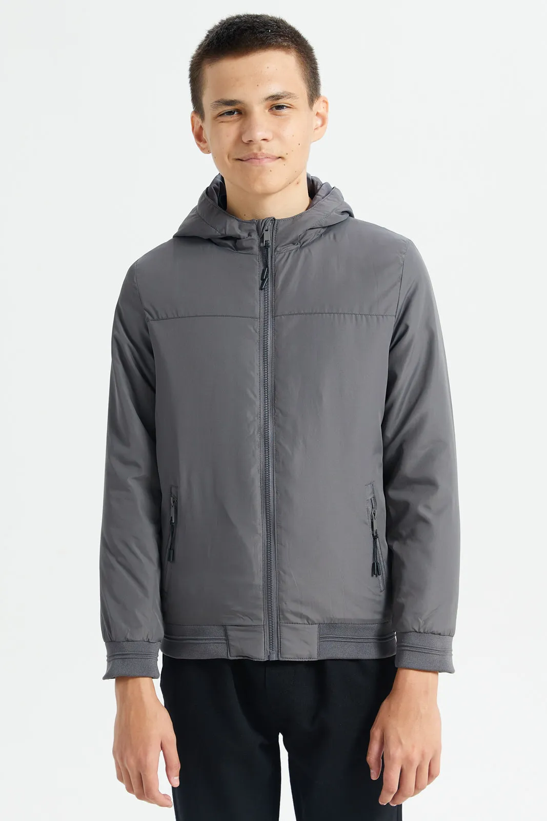 Senior Boys Grey Hooded Jacket