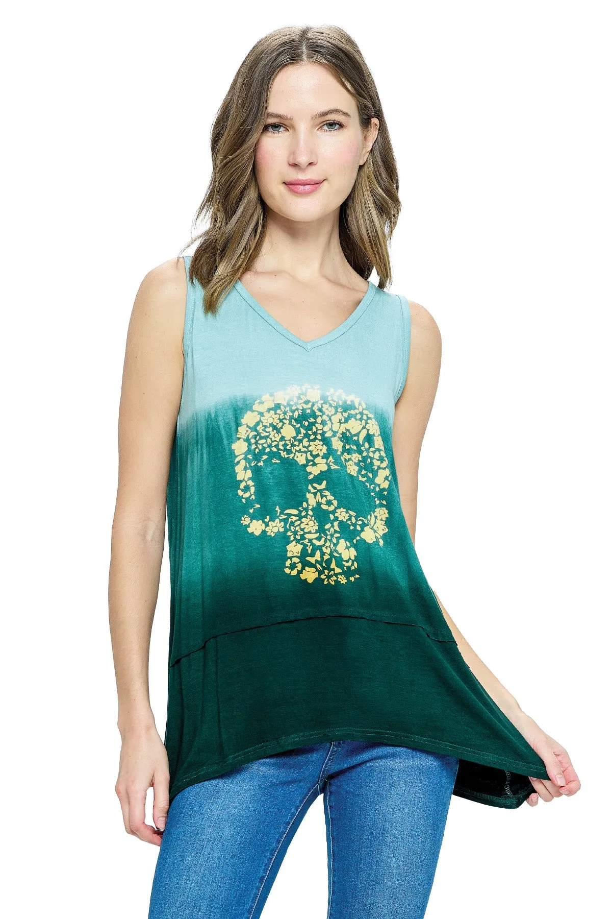 Tank Top Skull Print Ombre