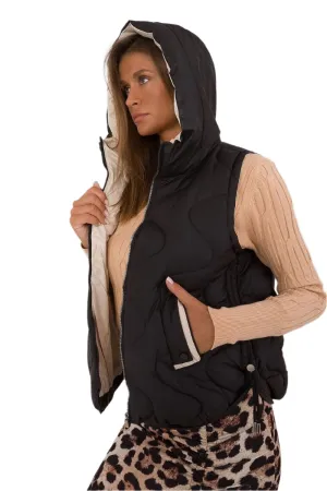 TEEK - Black Side Pulley Hooded Sleeveless Gilet