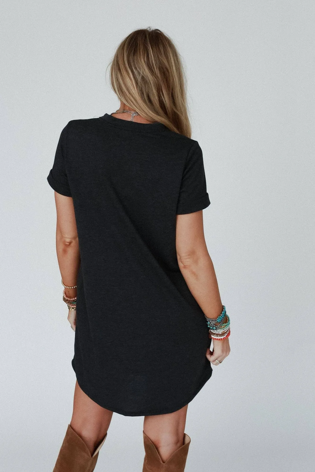 Three Bird Nest On The Daily Pocket Tee Dress - Charcoal 2Tone