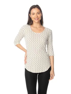 Tianello "Silvia" Taupe Knit Jacquard "Koi" Tunic