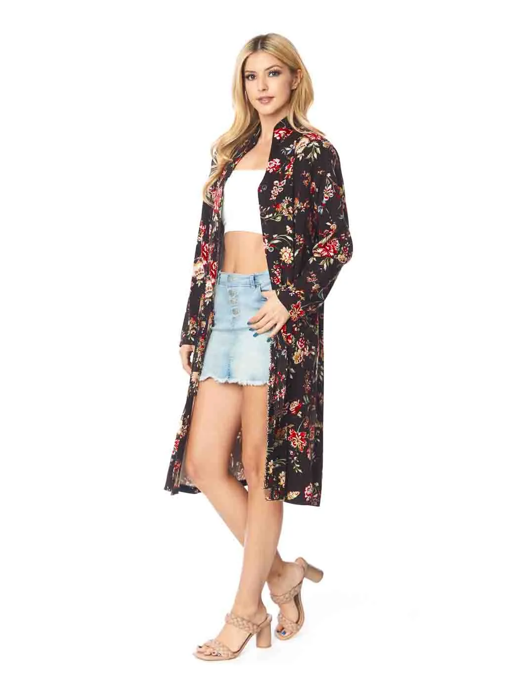 Tianello TENCEL™  Print "After Midnight" Long "SELENA"  Duster Jacket