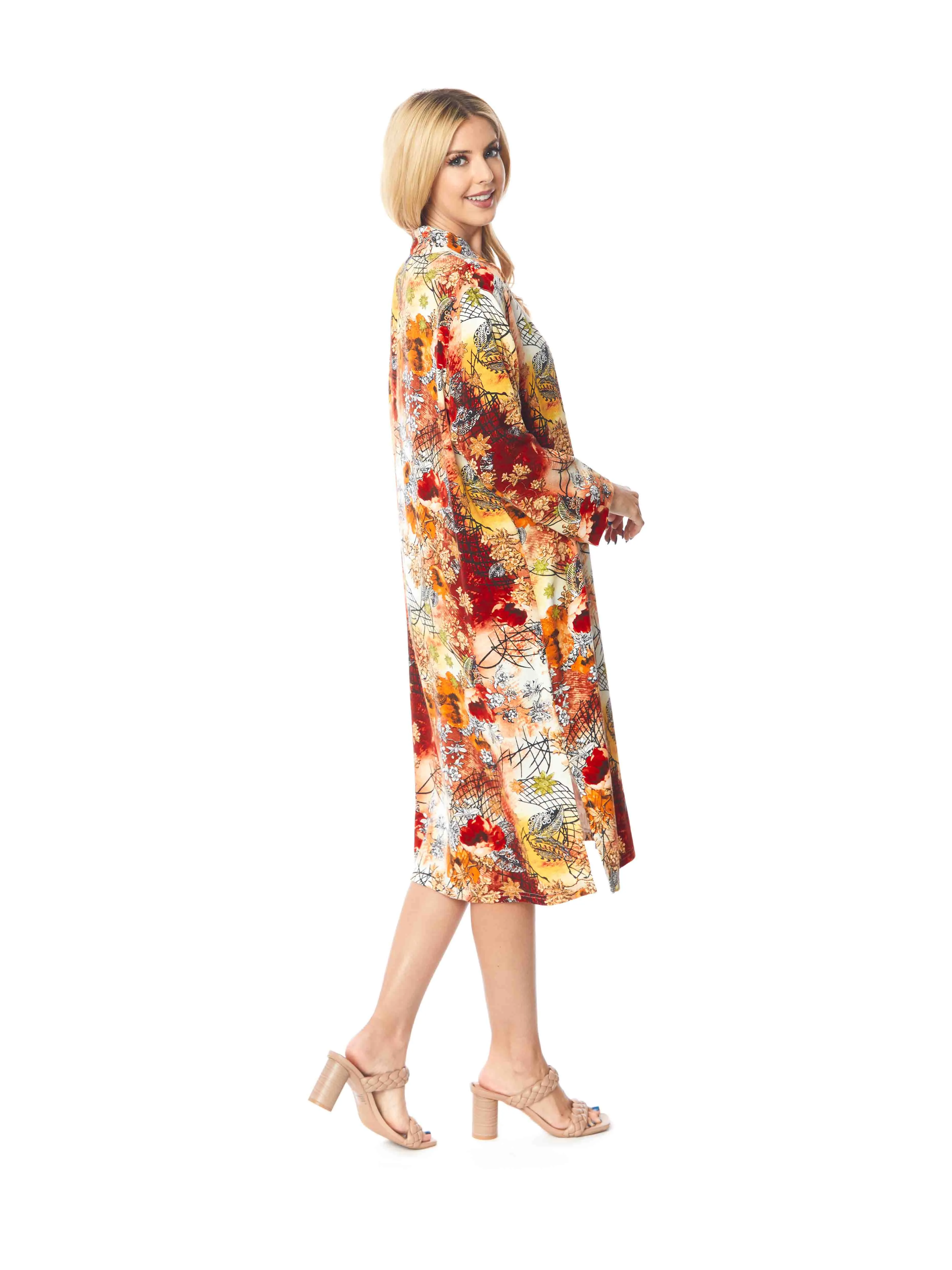 Tianello TENCEL™  print "Autumn Twigs" Long "SELENA"  Duster Jacket