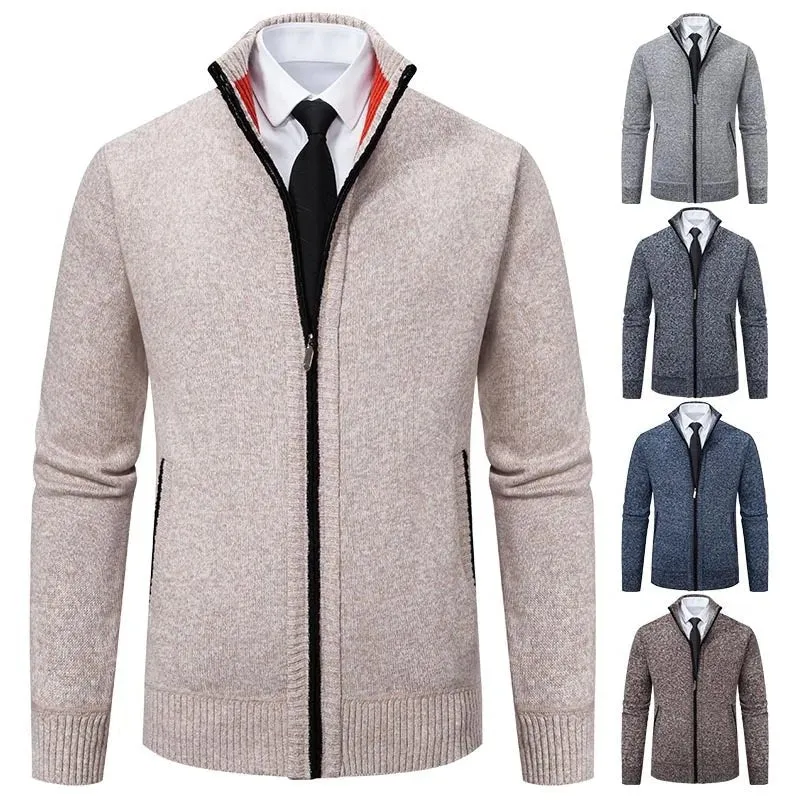 Top Quality Men's Full Zip Cardigan Fleece Sweater Big and Tall Clothes Casual Jumper Cardigans Coats