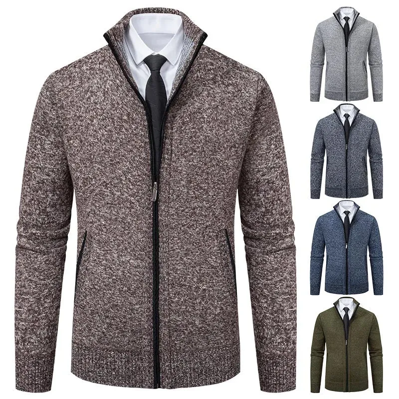 Top Quality Men's Full Zip Cardigan Fleece Sweater Big and Tall Clothes Casual Jumper Cardigans Coats