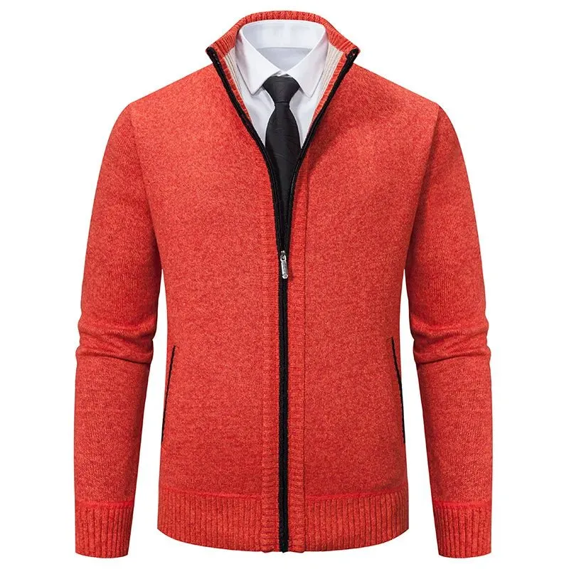 Top Quality Men's Full Zip Cardigan Fleece Sweater Big and Tall Clothes Casual Jumper Cardigans Coats