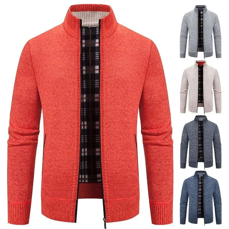 Top Quality Men's Full Zip Cardigan Fleece Sweater Big and Tall Clothes Casual Jumper Cardigans Coats