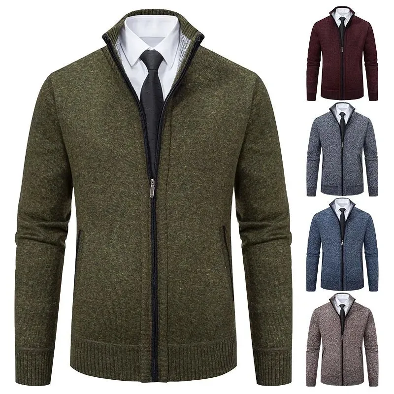 Top Quality Men's Full Zip Cardigan Fleece Sweater Big and Tall Clothes Casual Jumper Cardigans Coats