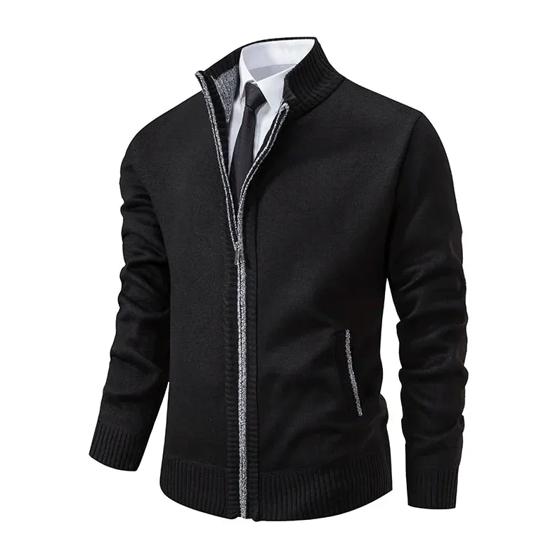 Top Quality Men's Full Zip Cardigan Fleece Sweater Big and Tall Clothes Casual Jumper Cardigans Coats