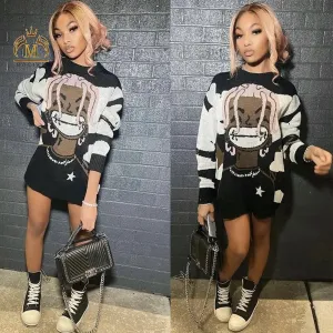 Trendy Punk Cartoon Style Sweater