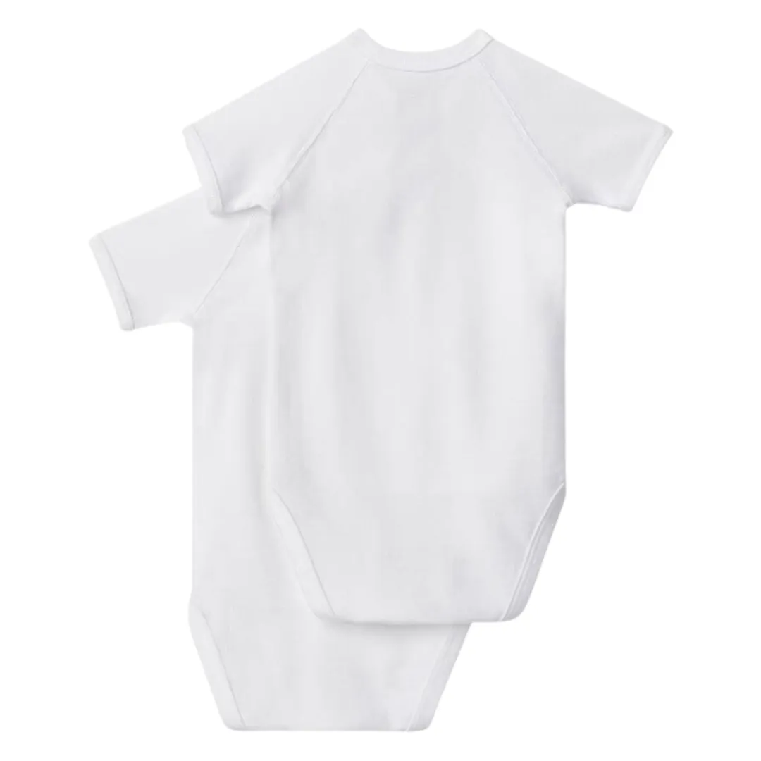 White Baby 2 Pack Short Sleeve Crossover Bodysuits