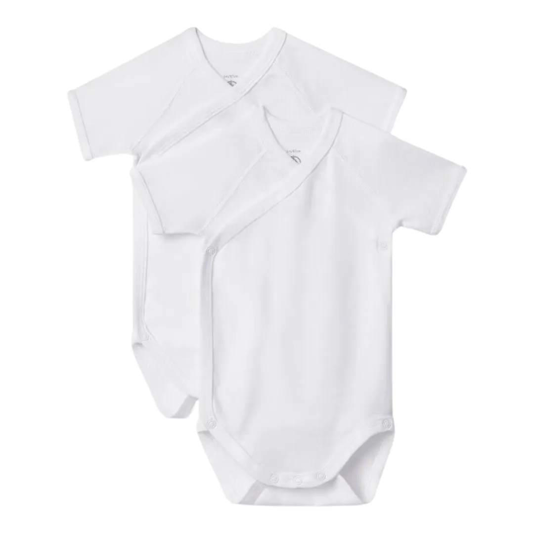 White Baby 2 Pack Short Sleeve Crossover Bodysuits