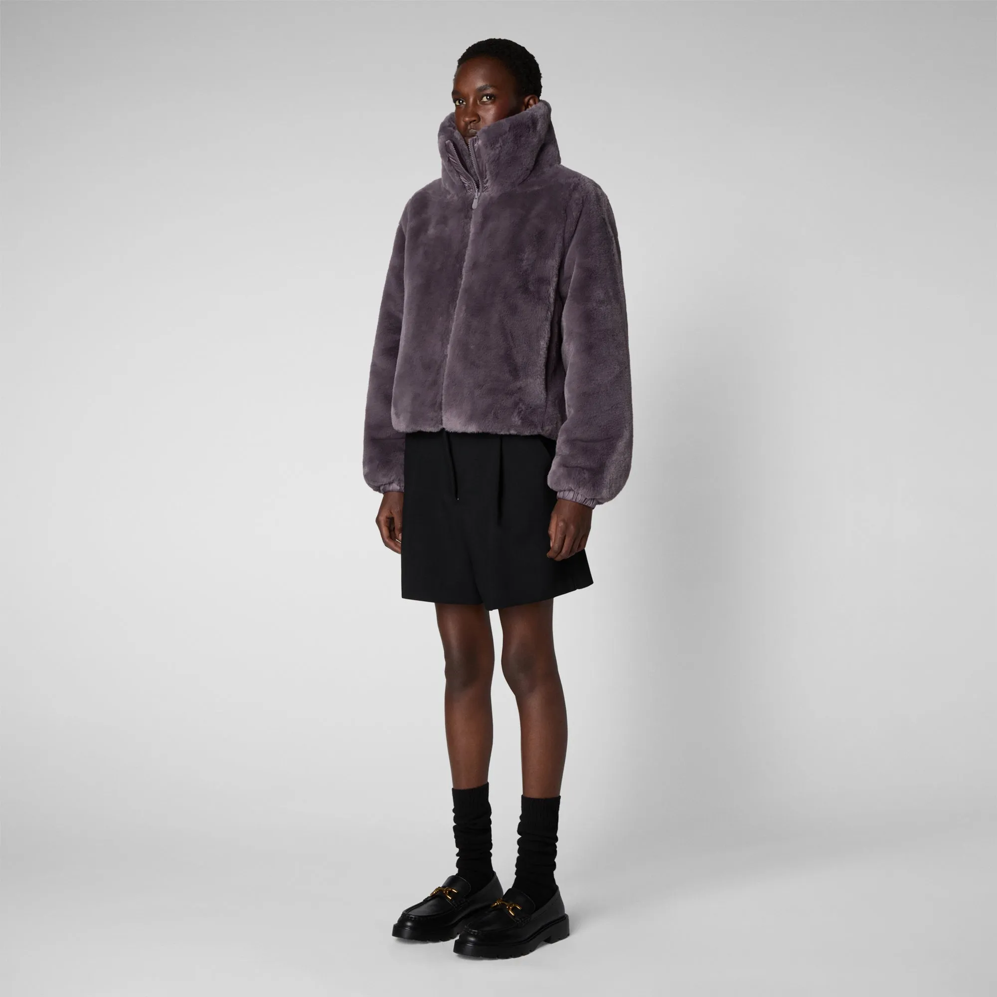 Women's Jeon Reversible Faux Fur Jacket in Ash Violet