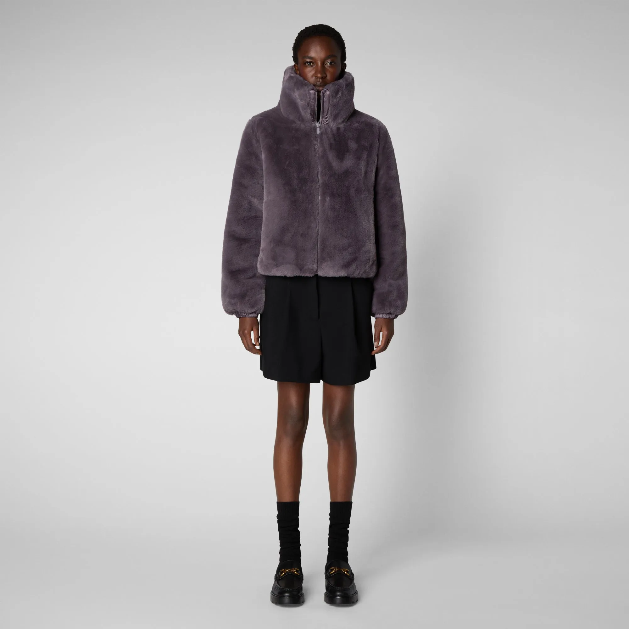 Women's Jeon Reversible Faux Fur Jacket in Ash Violet