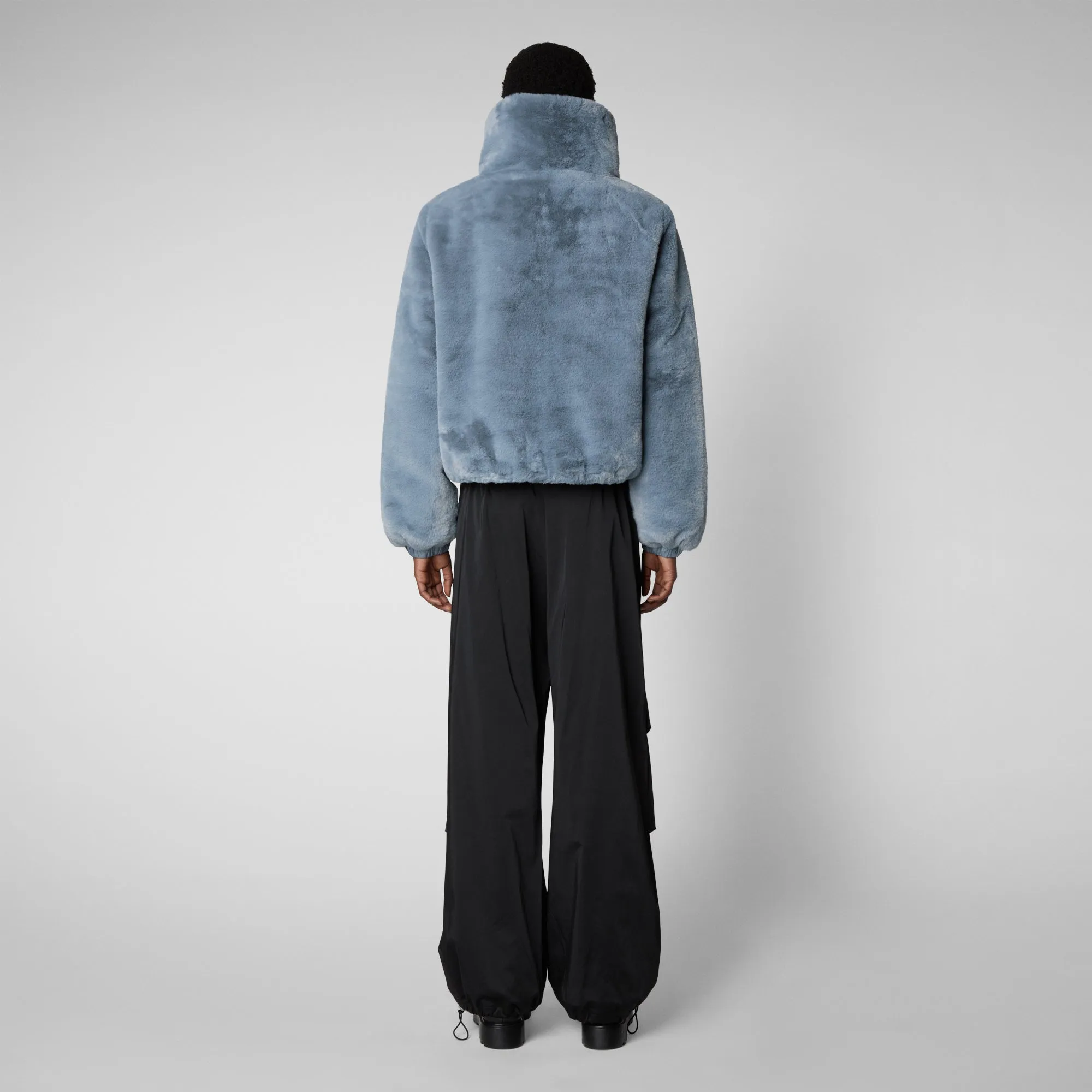 Women's Jeon Reversible Faux Fur Jacket in Blue Fog